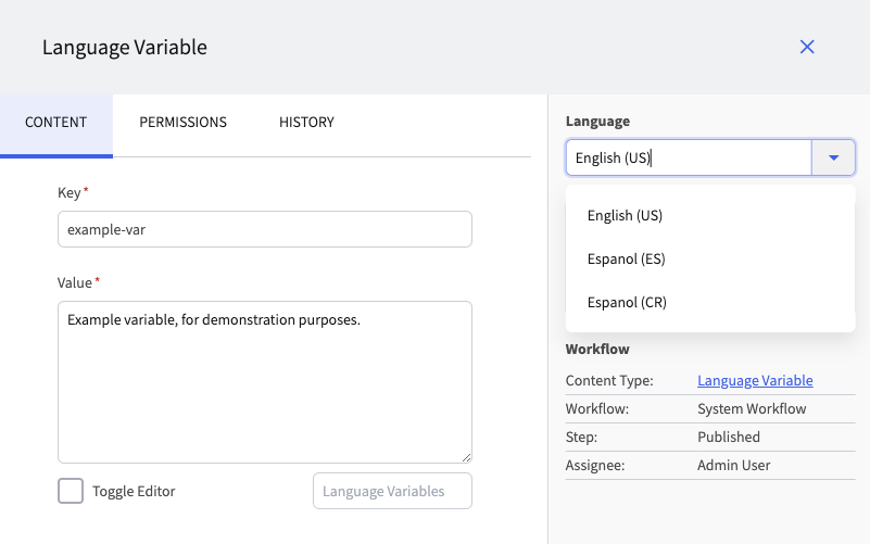 Language Variables.